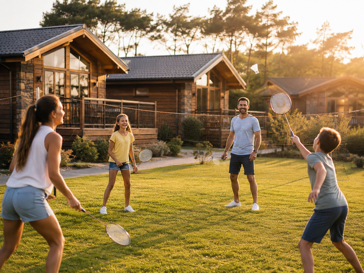 Badminton en famille pendant les vacances