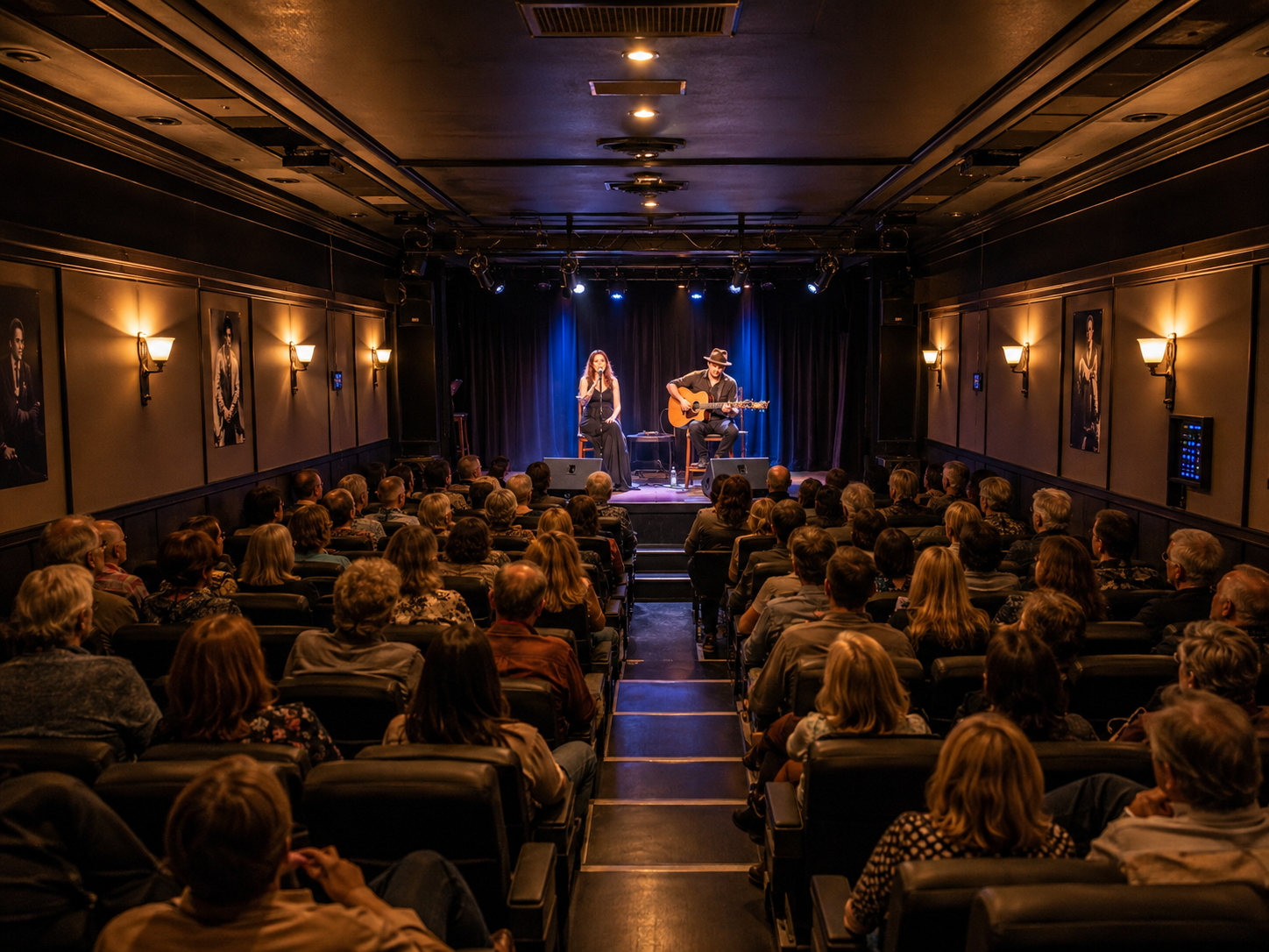 Concert acoustique dans une salle de spectacle