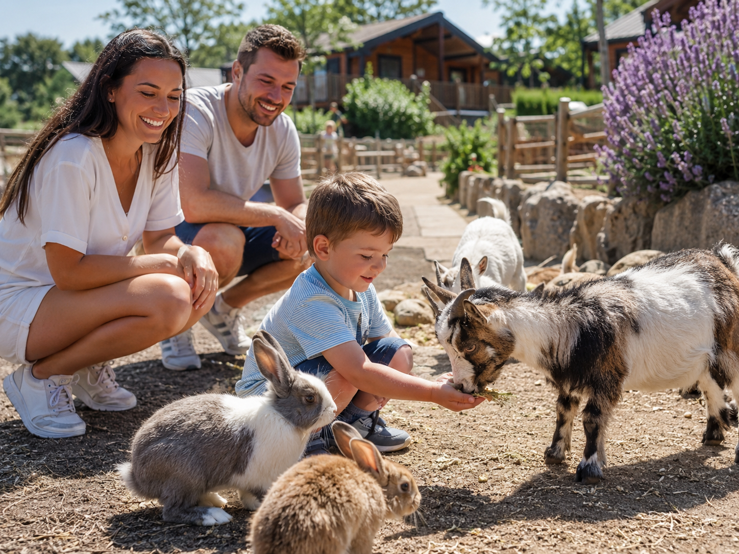 Mini-ferme pédagogique dans l'univers familial d'un domaine de cottages